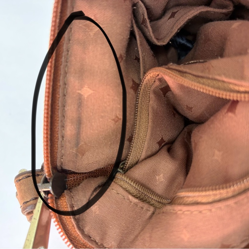Fossil Brown Pebbled Leather Crossbody Bag Small Zip Pocket Adjustable Strap - Picture 7 of 11